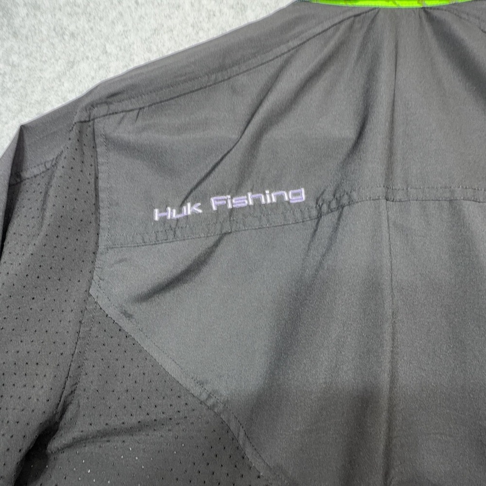 Huk Shirt Mens Medium Black Long Sleeve Vented Performance Fishing Top Flip Cuff - Picture 15 of 15